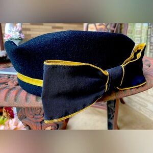 Michael Howard vintage black felt hat with bow and gold trim. Joe Bill Miller